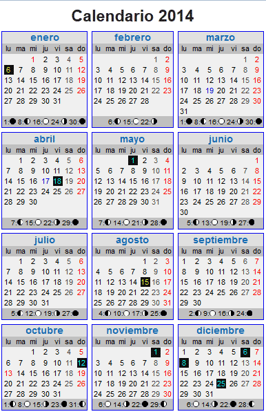 Calendario laboral 2014