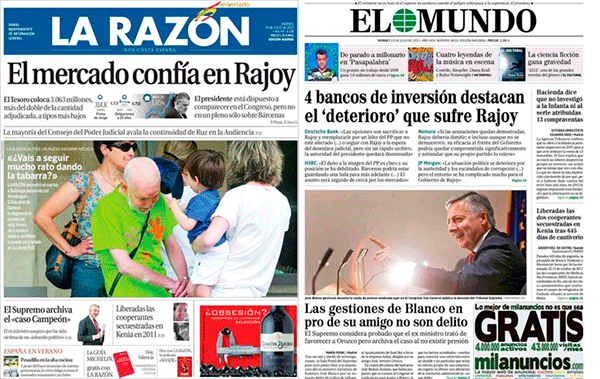 La credibilidad de la prensa española en dos portadas 1