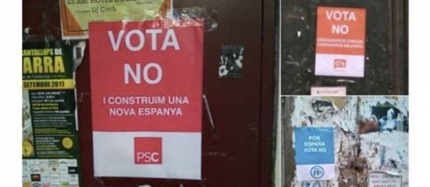 Cuelgan carteles falsos de Cs, PSC y PP a favor del 'no' en el referéndum para incentivar la participación 1
