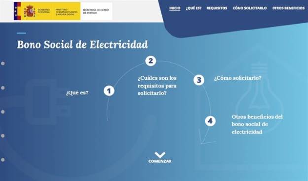 El Ministerio de Energía abre una página web para informar sobre el nuevo bono social eléctrico 1