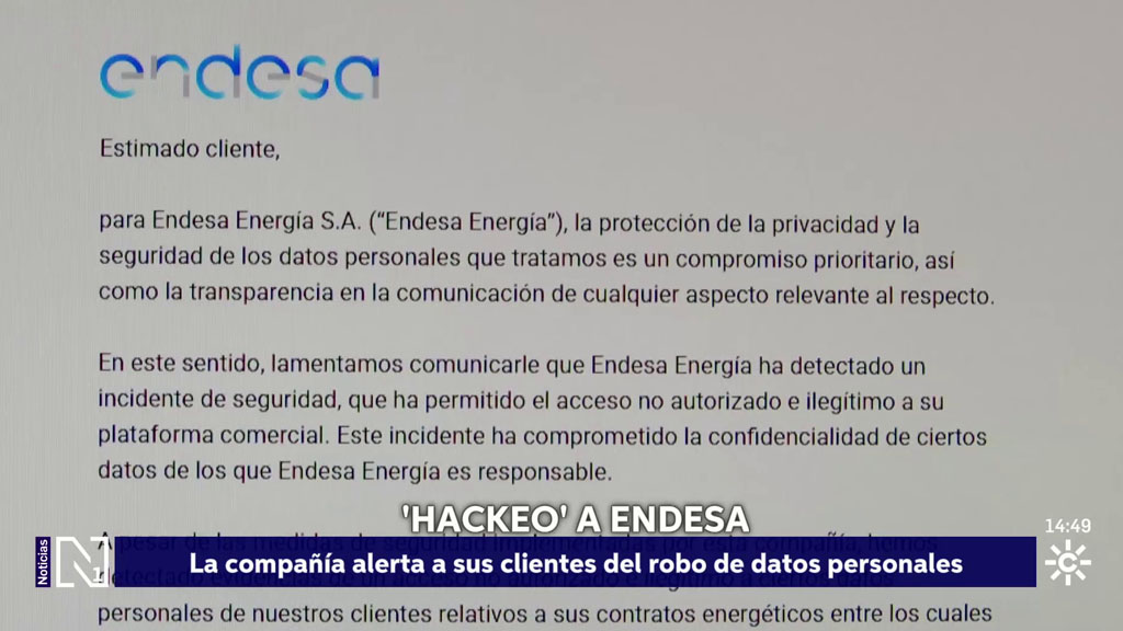 Comienzan las estafas por el robo de datos de clientes de Endesa. 1