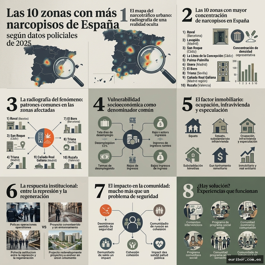 Las 10 zonas con más narcopisos de España según datos policiales de 2025 1