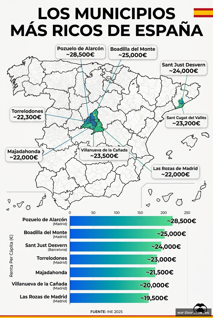 Los 20 municipios más ricos de españa según la renta per cápita 1