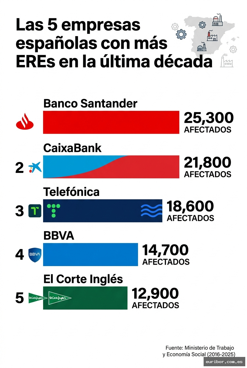 Las 15 empresas españolas con más eres en los últimos 10 años según datos del ministerio de trabajo 1