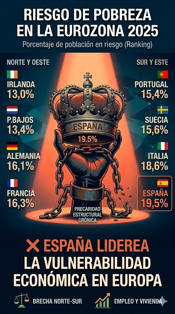 España lidera la tasa de riesgo de pobreza en Europa 1