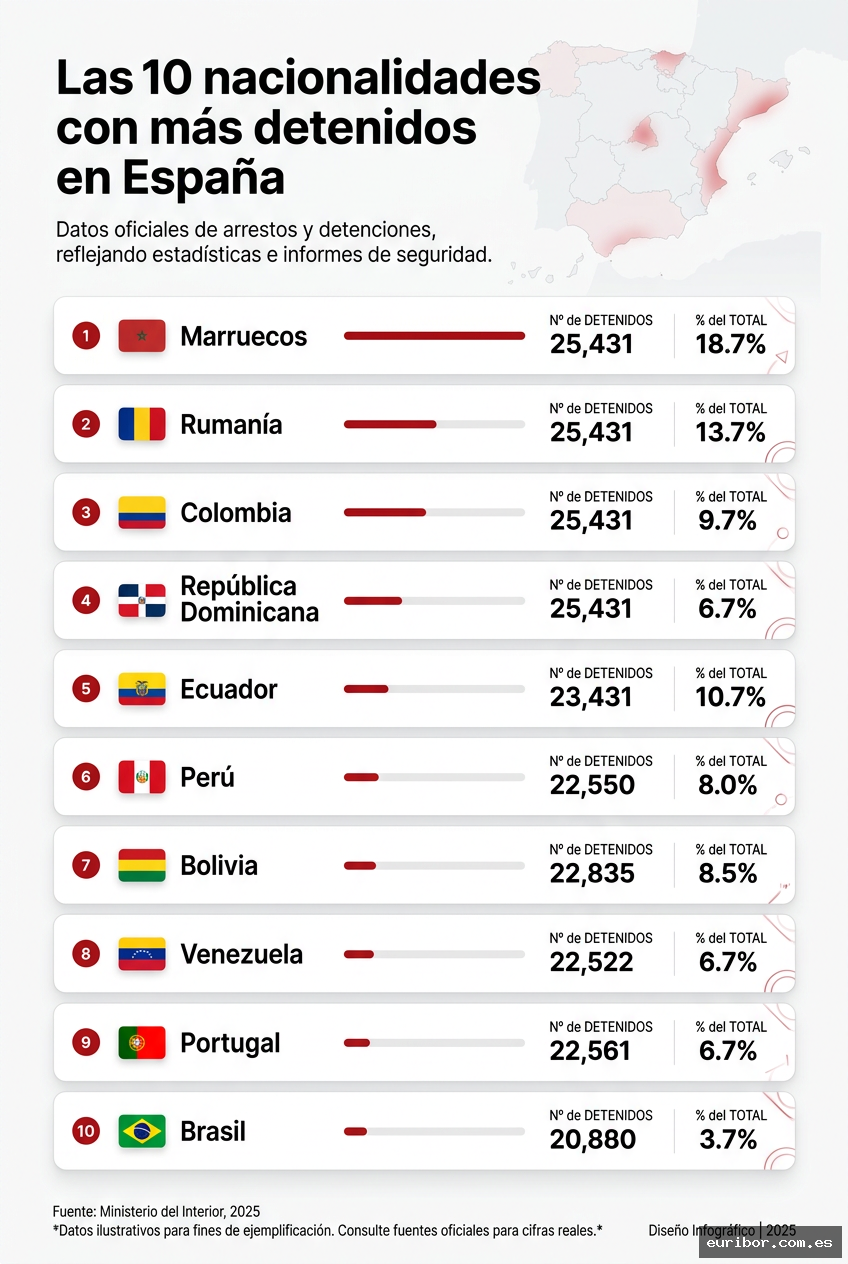 Las 10 nacionalidades con más detenidos en españa según el ministerio del interior 1