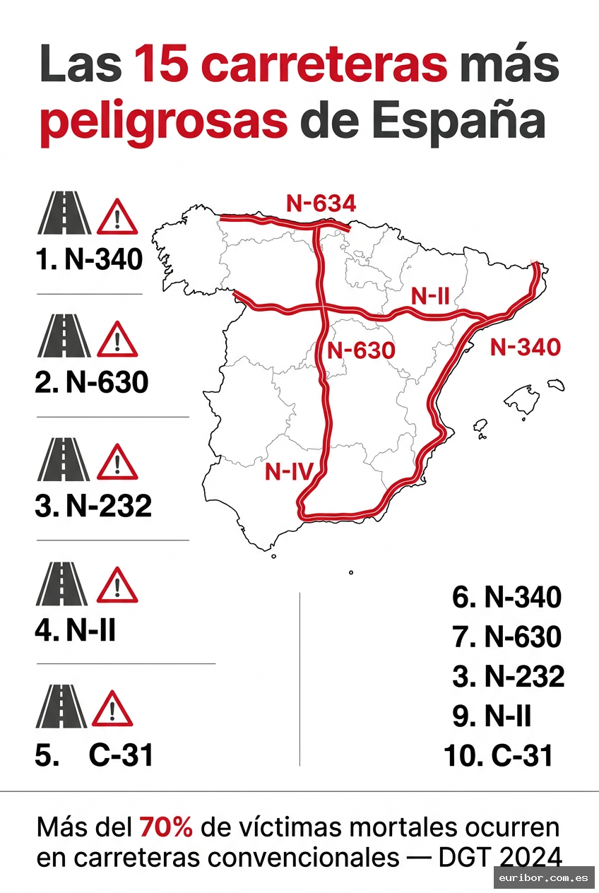 Las 15 carreteras más peligrosas de españa: Tramos con más accidentes y víctimas mortales 1