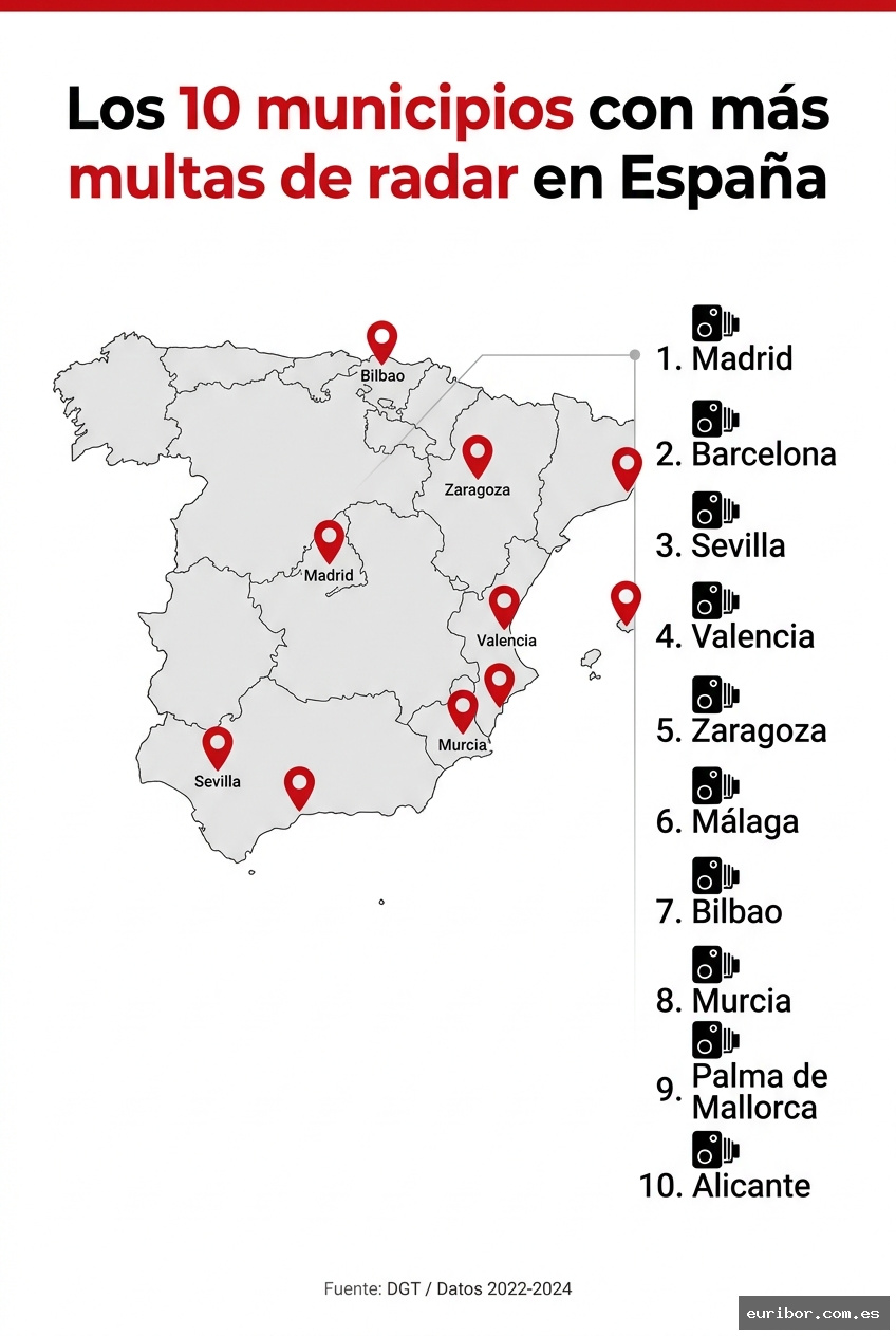 Los 10 municipios españoles con más multas de radar: Dónde te sanciona más la dgt 1