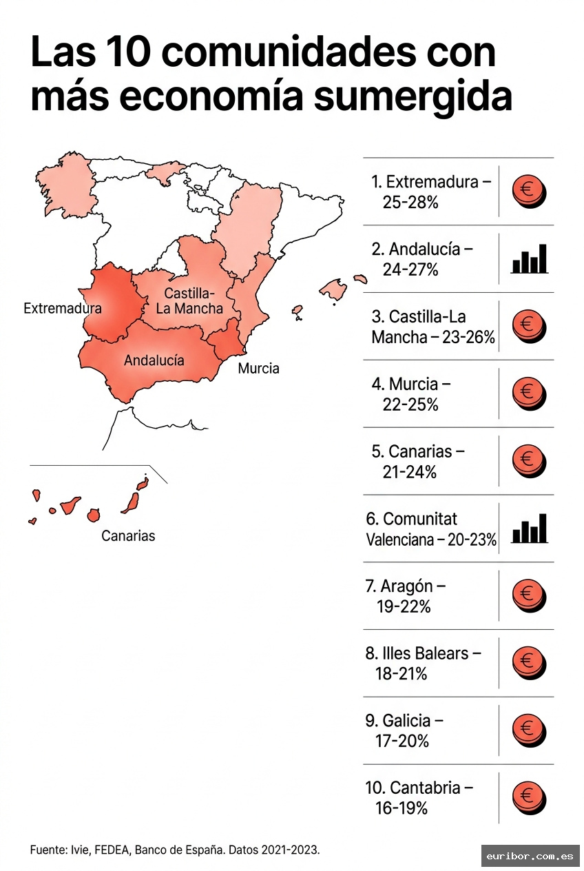 Las 10 comunidades autónomas con más economía sumergida de españa 1