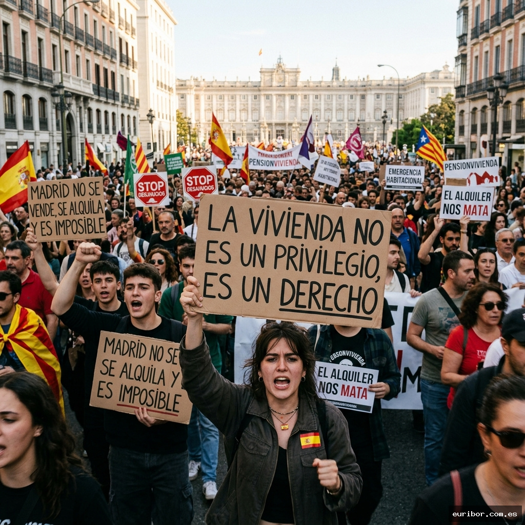 La rebelión por la vivienda: Miles de españoles marchan en madrid contra el encarecimiento inmobiliario 1