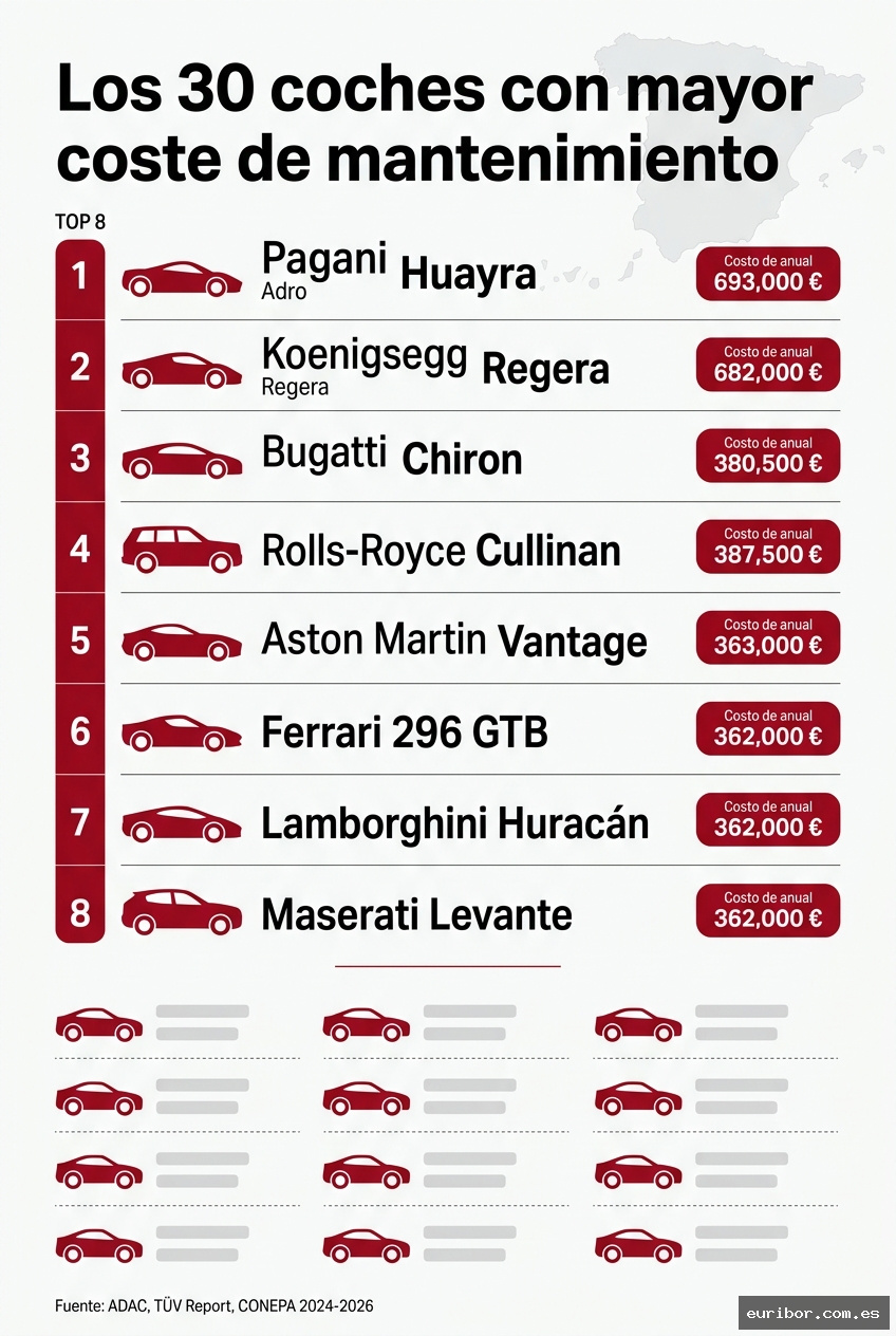 Los 30 coches con mayor coste de mantenimiento: Lo que te va a costar tener uno en 2026 2