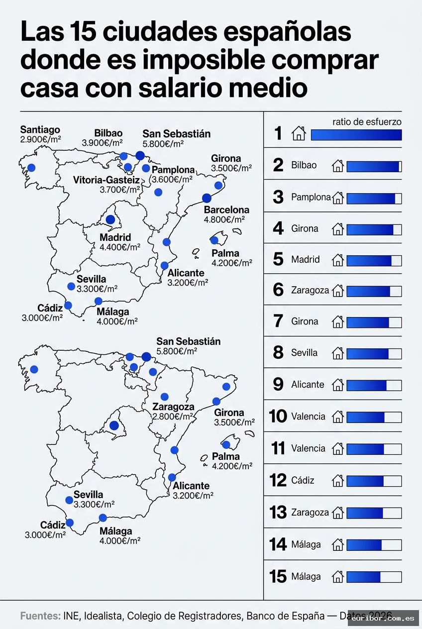 Las 15 ciudades españolas donde es imposible comprar casa con salario medio 1
