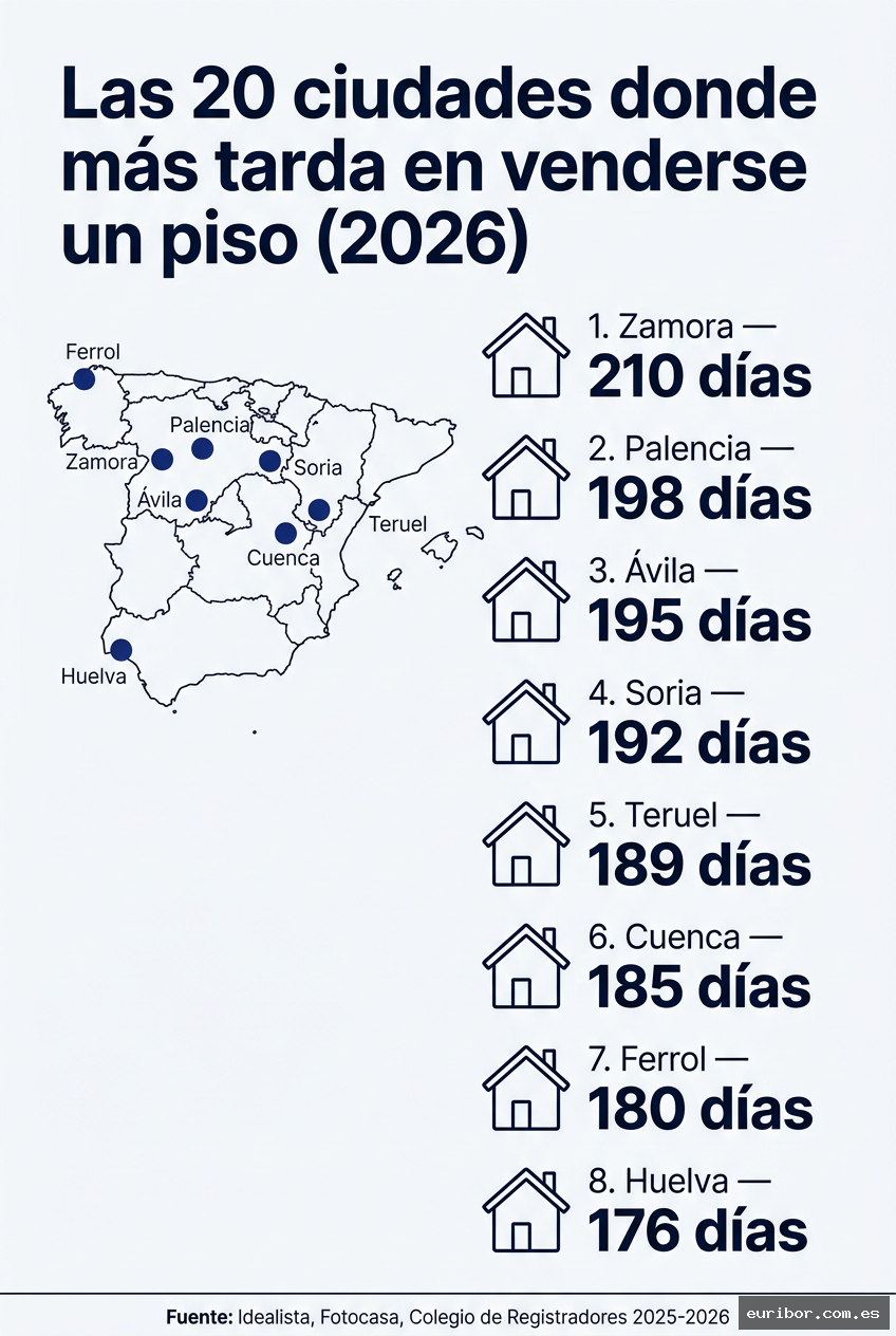 Las 20 ciudades donde más tarda en venderse un piso en españa en 2026 1