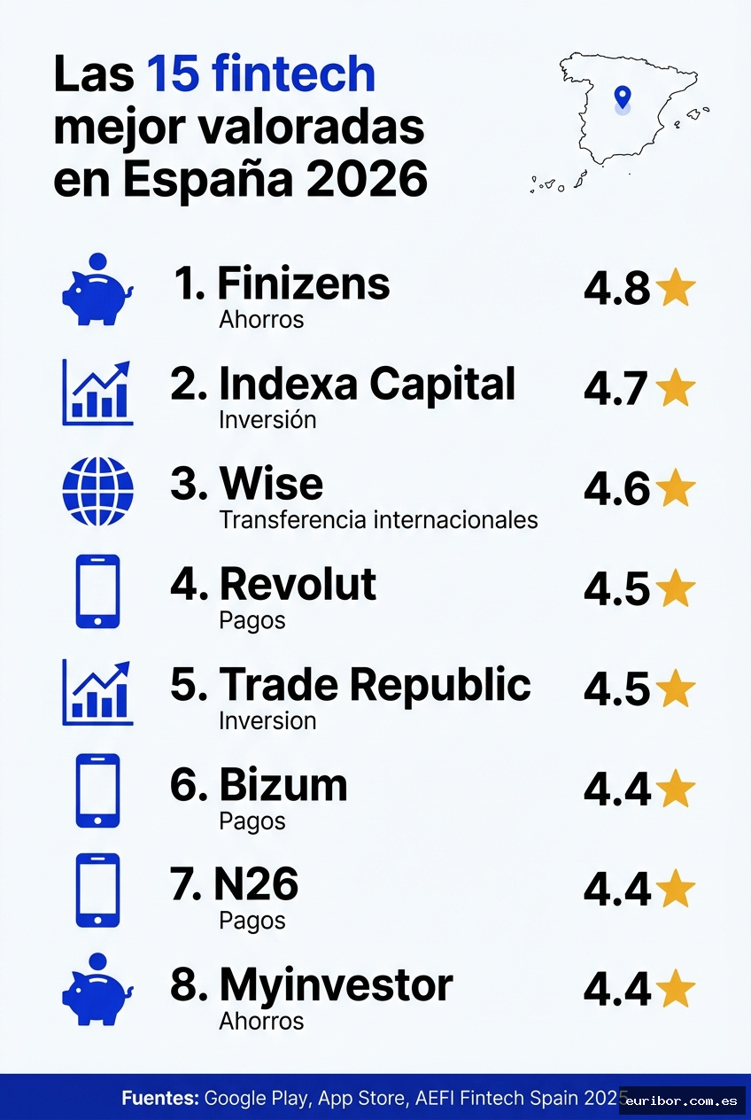 Las 15 fintech con mejor valoración de usuarios en españa en 2026 1