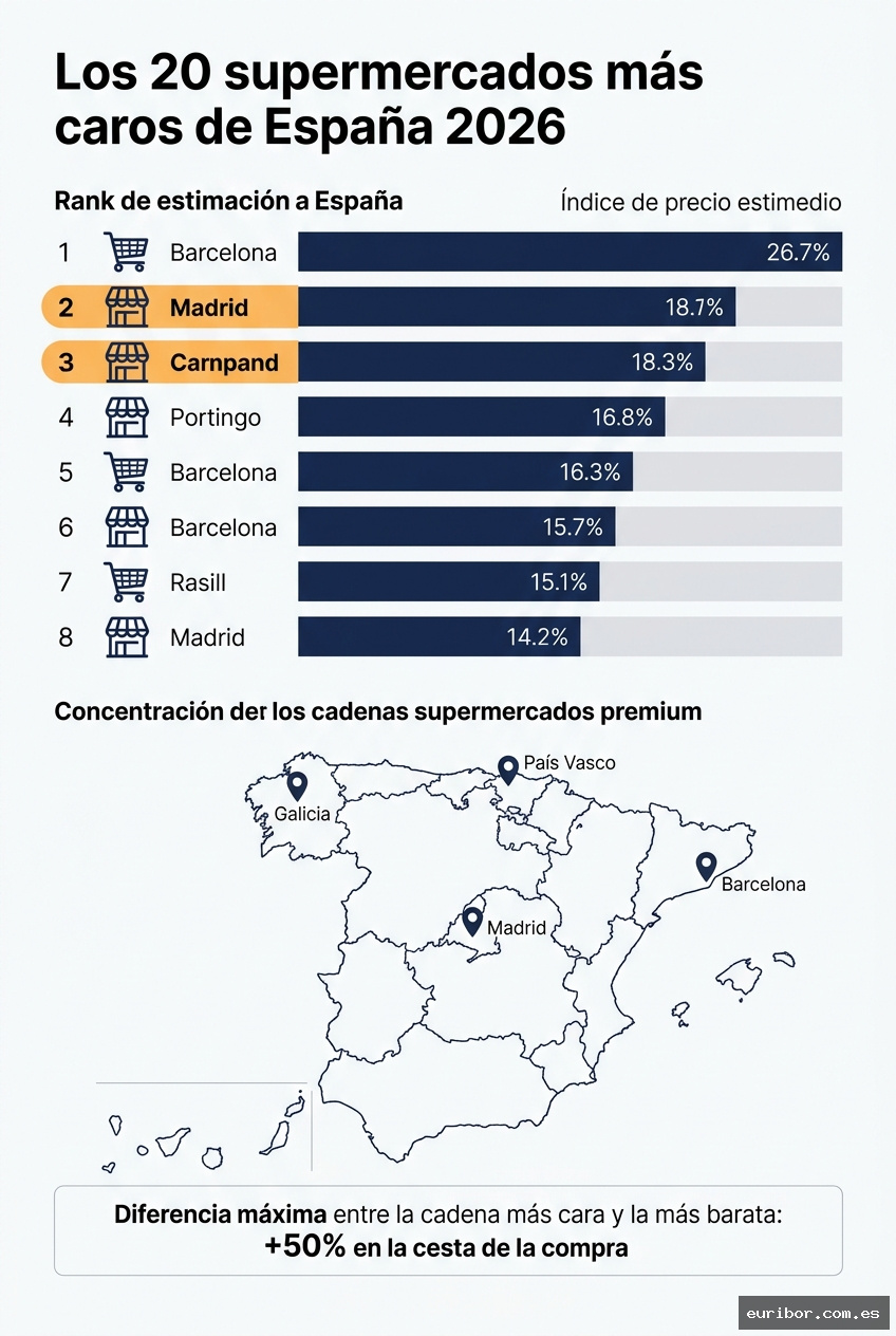 Los 20 supermercados más caros de españa en 2026: Ranking por precio de la cesta de la compra 1
