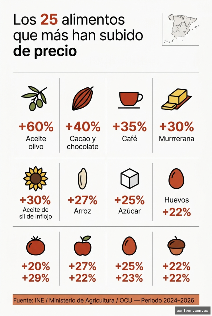 Los 25 alimentos que más han subido de precio en los últimos dos años en españa 1