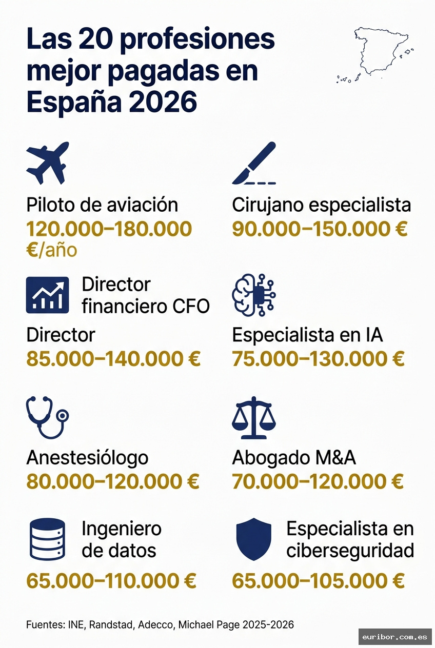 Las 20 profesiones mejor pagadas en españa en 2026 1