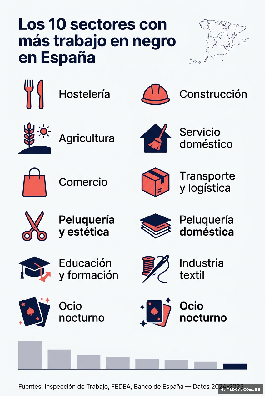 Los 10 sectores con más trabajo en negro en españa 1
