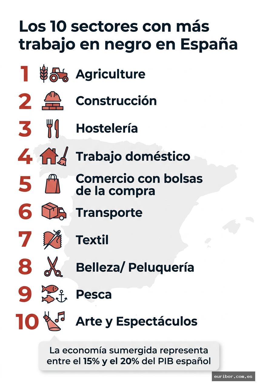 Los 10 sectores con más trabajo en negro en españa 1