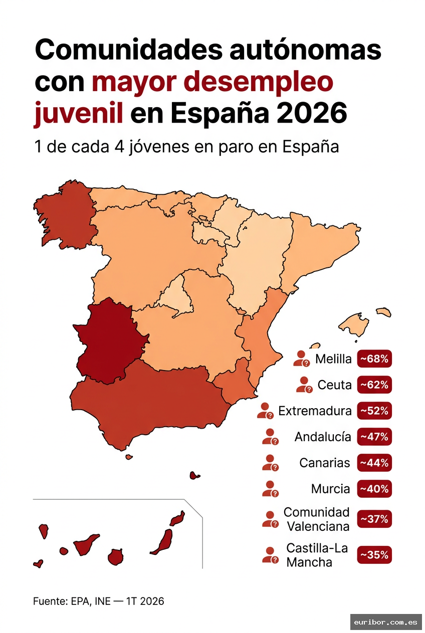 Las 15 comunidades autónomas con mayor desempleo juvenil en españa (2026) 1