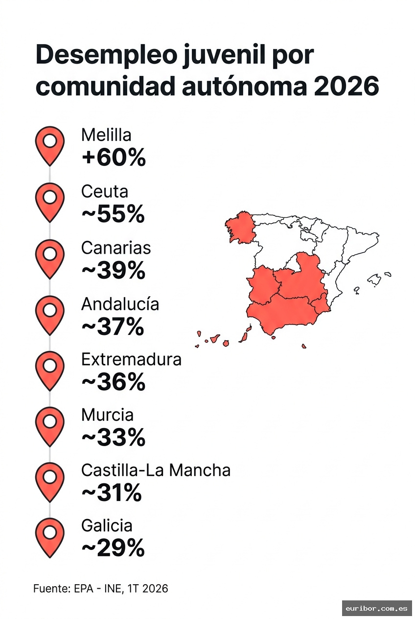 Las 15 comunidades autónomas con mayor desempleo juvenil en españa (2026) 1