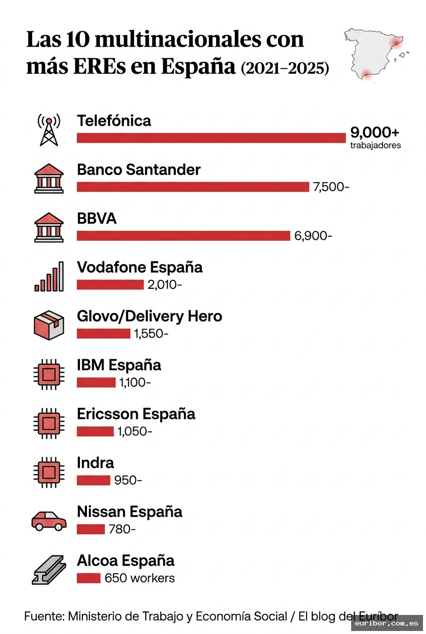 Las 10 multinacionales con más eres presentados en españa en los últimos 5 años 1