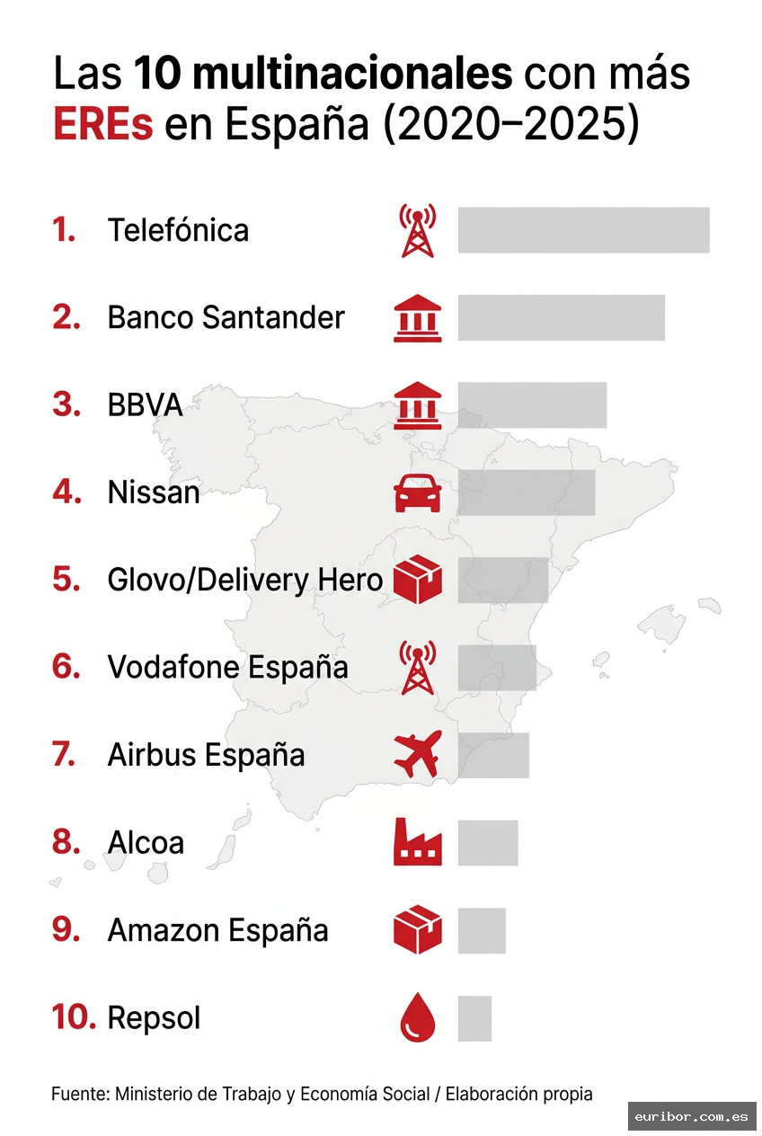 Las 10 multinacionales con más eres presentados en españa en los últimos 5 años 1