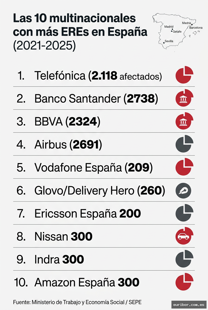 Las 10 multinacionales con más eres presentados en españa en los últimos 5 años 1