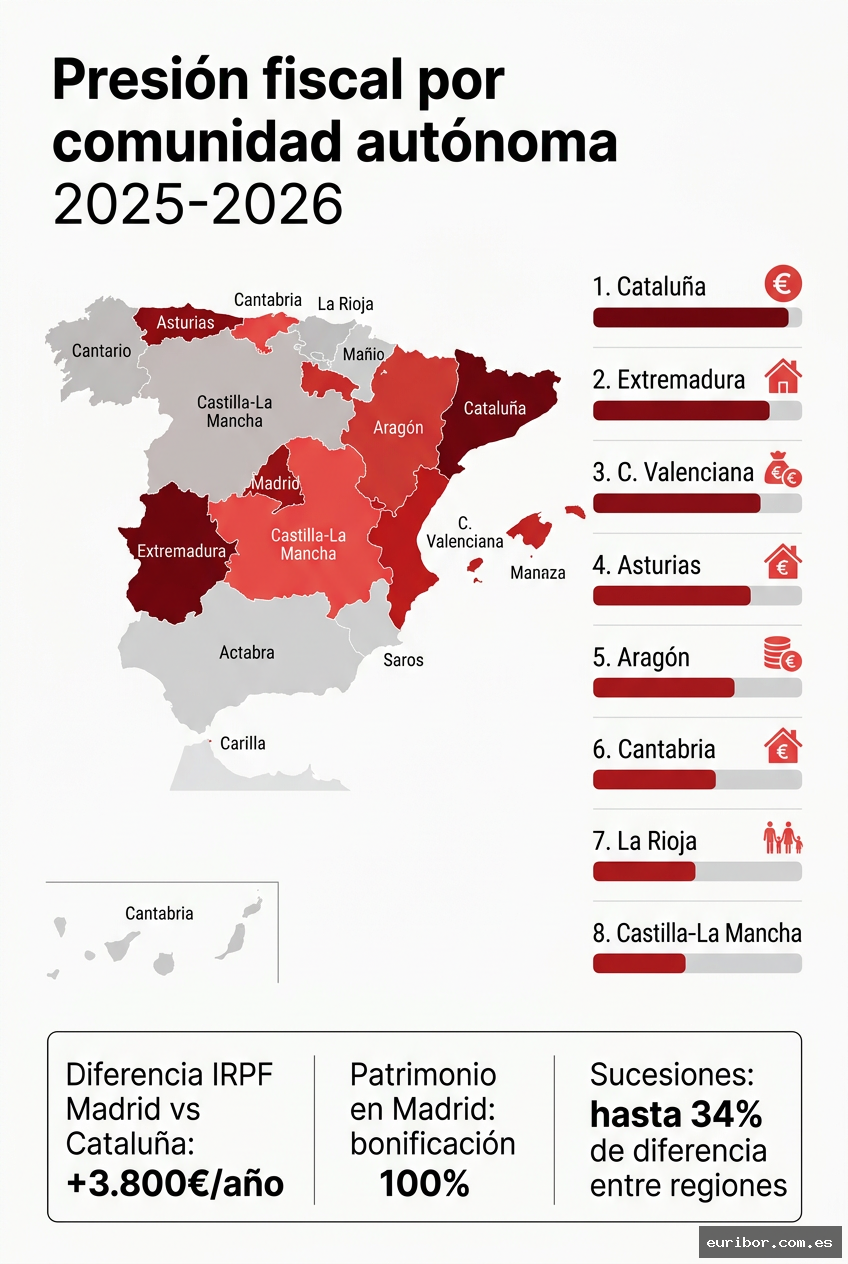 Las 17 comunidades autónomas con mayor presión fiscal en españa (2025-2026) 1