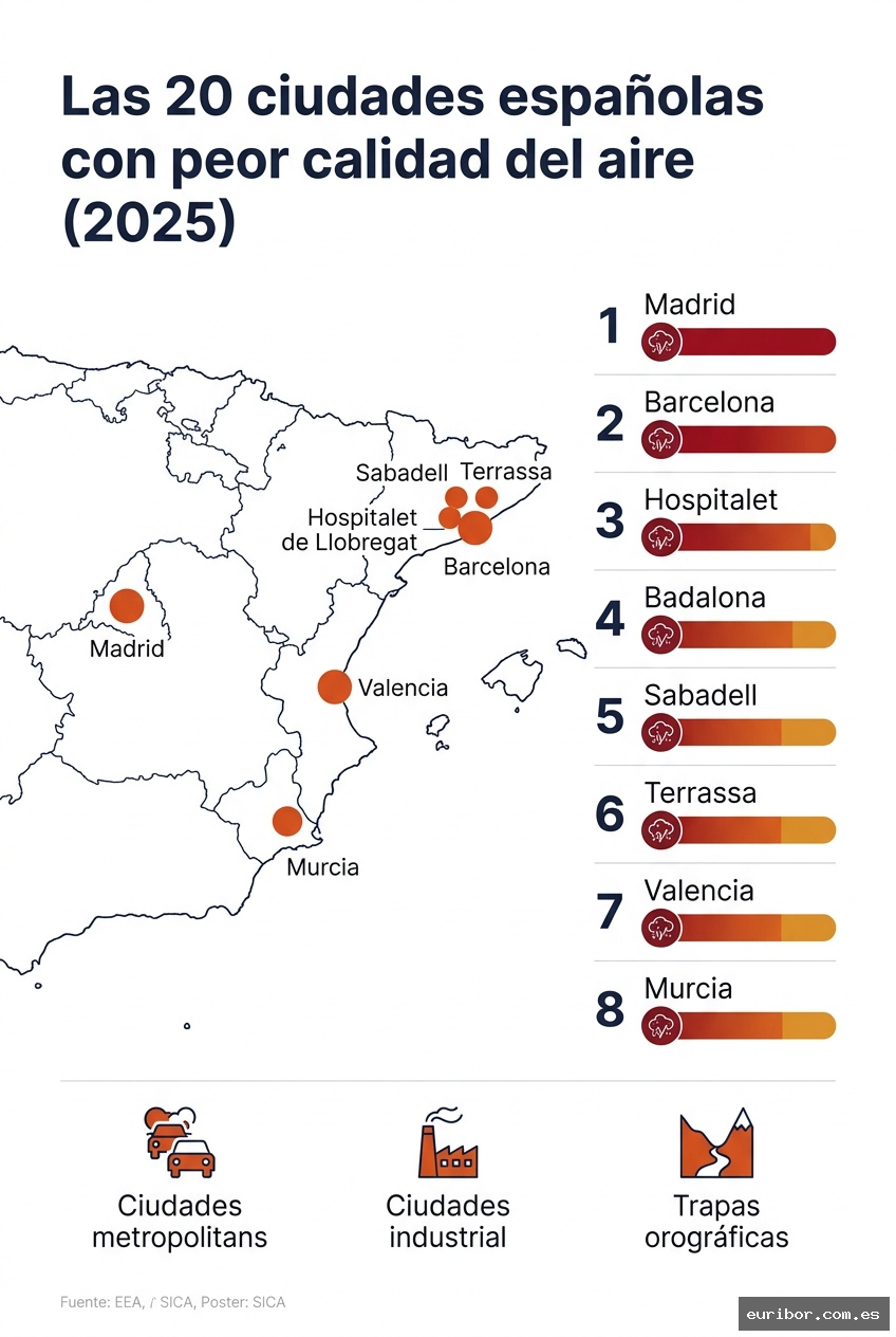 Las 20 ciudades españolas con peor calidad del aire en 2025 1