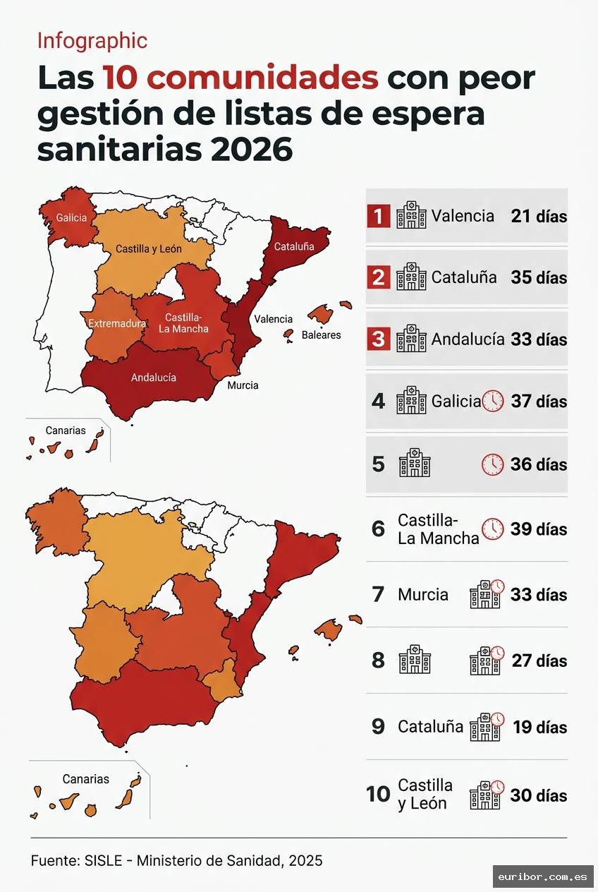 Las 10 comunidades autónomas con peor gestión de listas de espera sanitarias en 2026 1