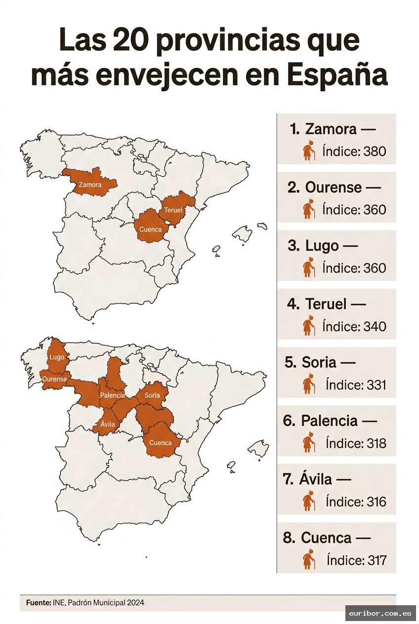 Las 20 provincias de españa que más envejecen: El mapa del declive demográfico 1