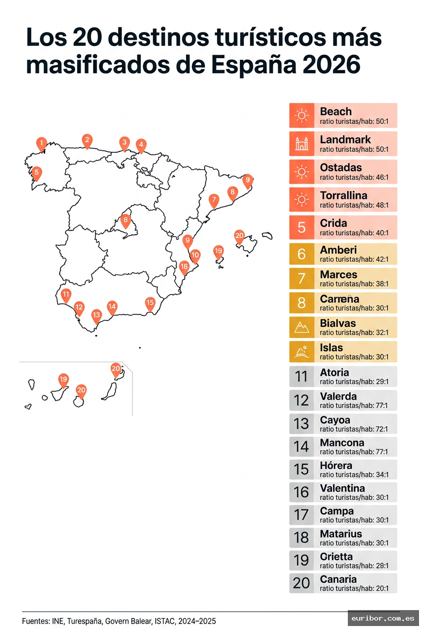 Los 20 destinos turísticos de españa más masificados en 2026 1