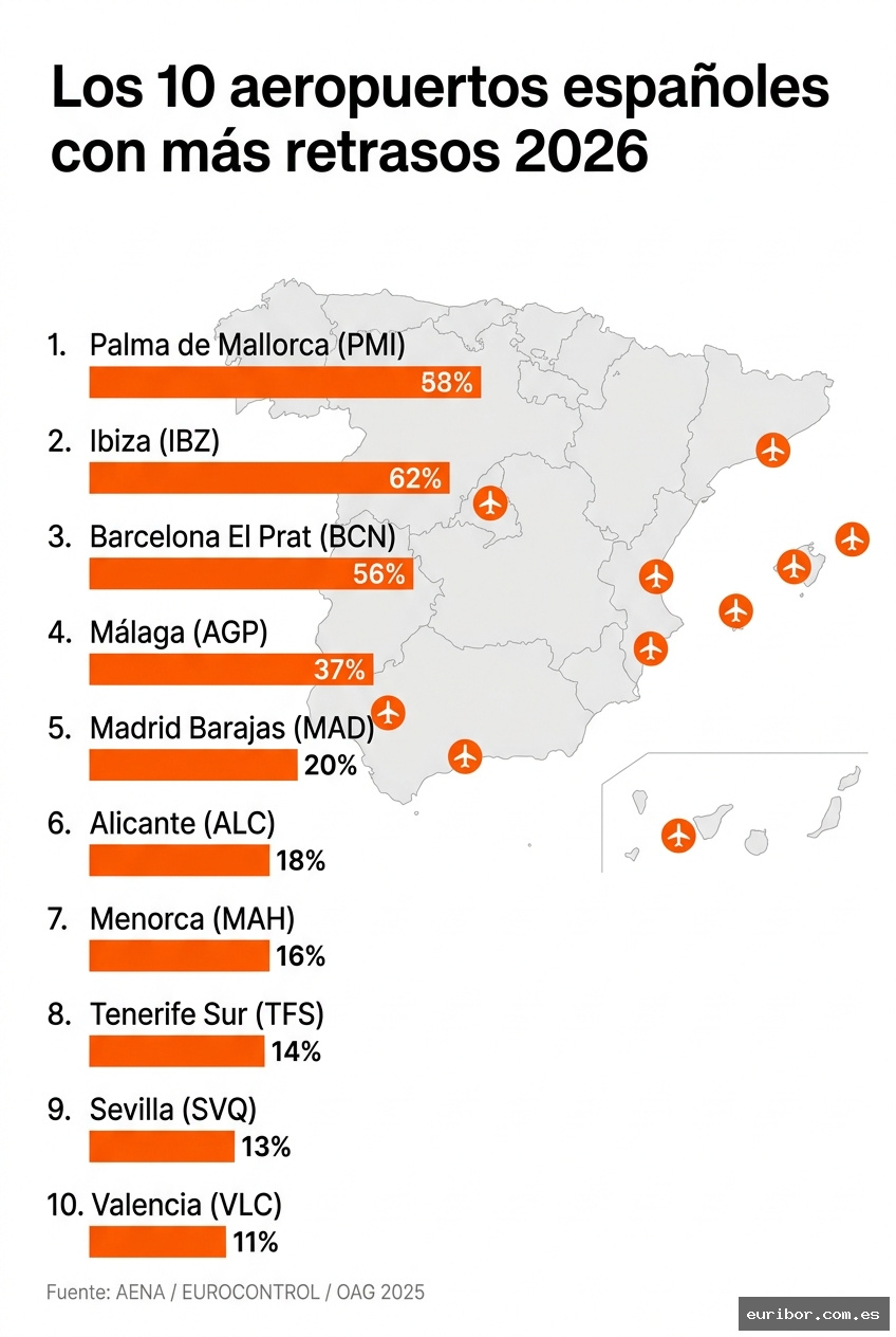 Los 10 aeropuertos españoles con más retrasos en 2026 1