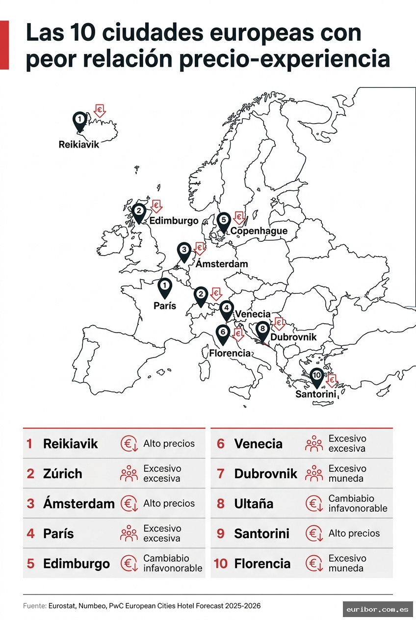 Las 10 ciudades europeas con peor relación precio-experiencia para el turista español 1