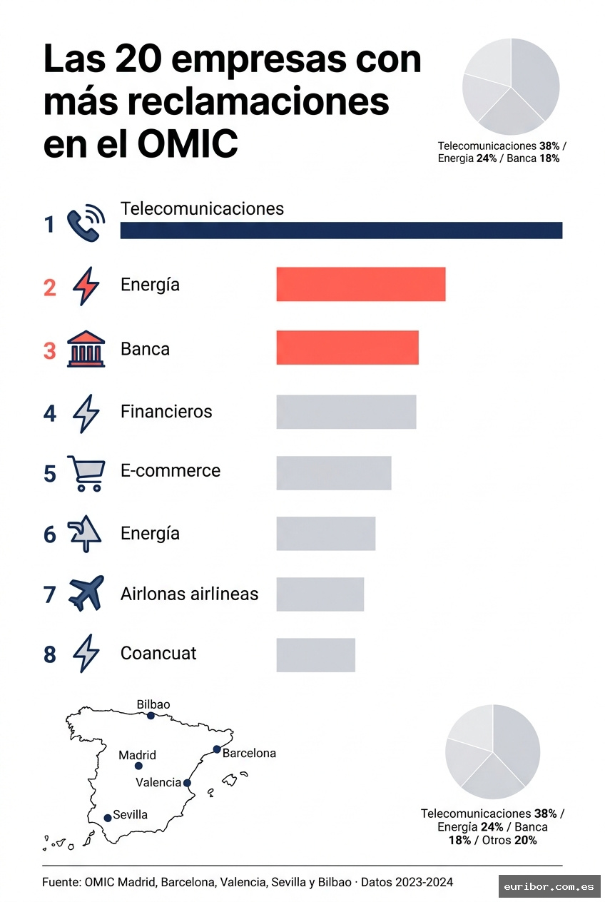 Las 20 empresas españolas con más reclamaciones en el omic en 2025 1