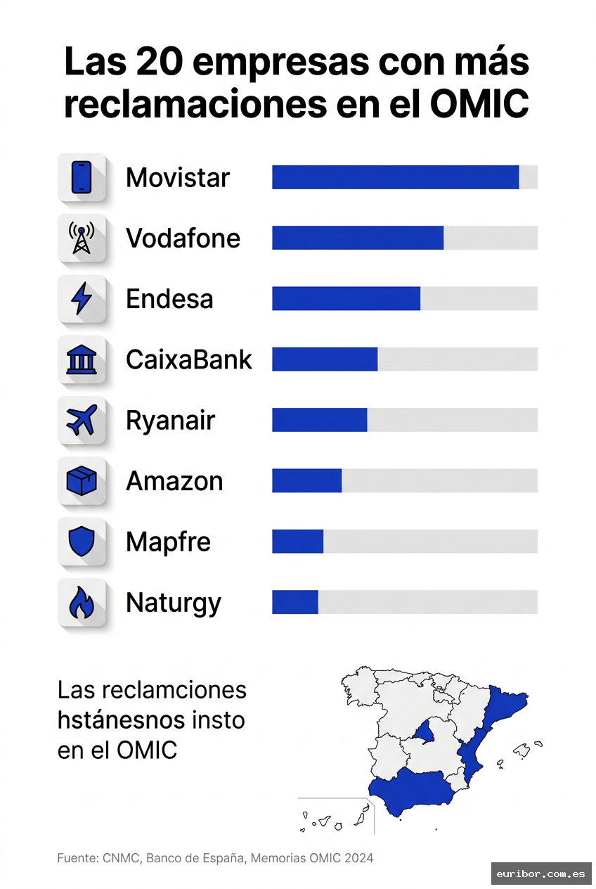Las 20 empresas españolas con más reclamaciones en el omic en 2025 1