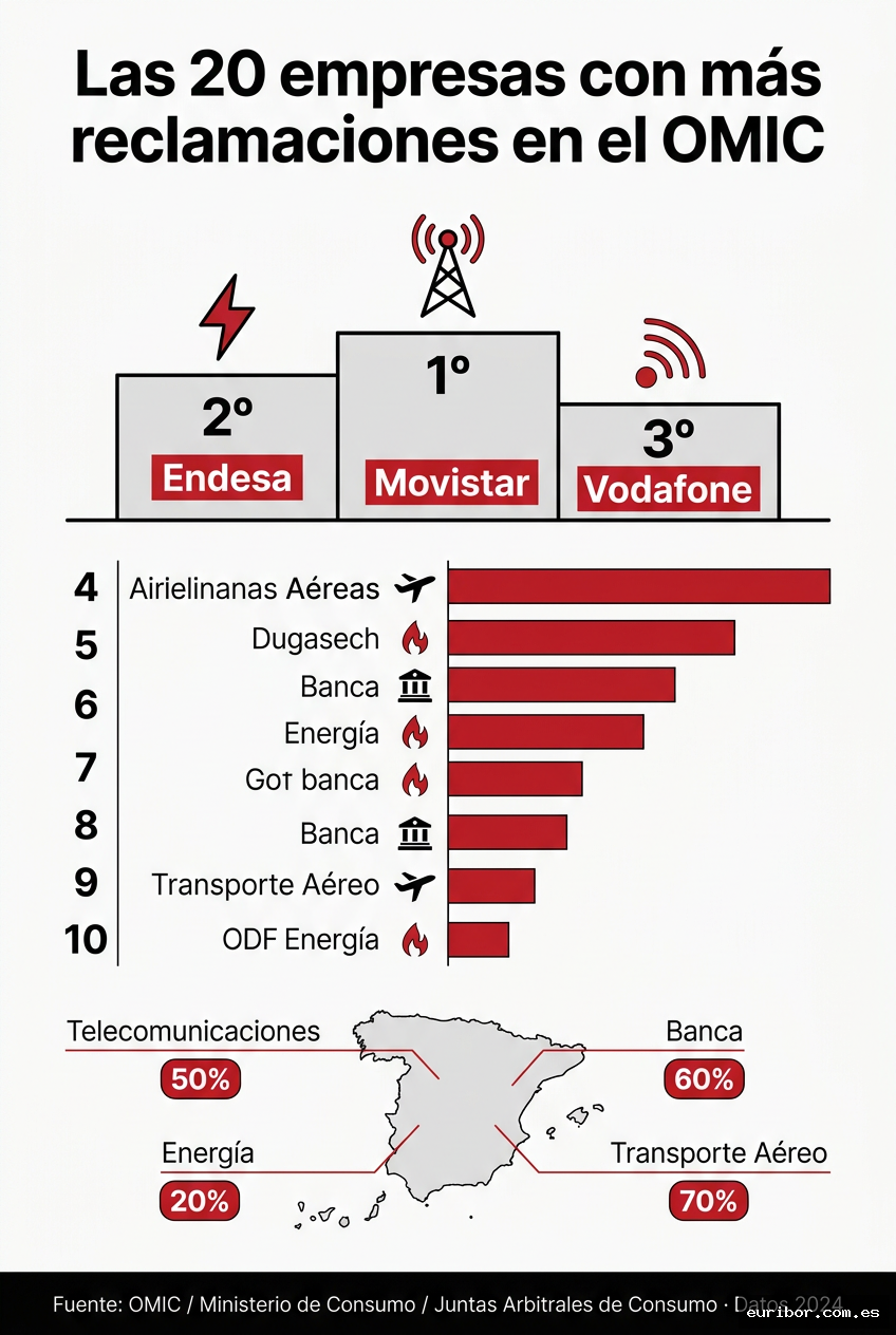 Las 20 empresas españolas con más reclamaciones en el omic en 2025 1