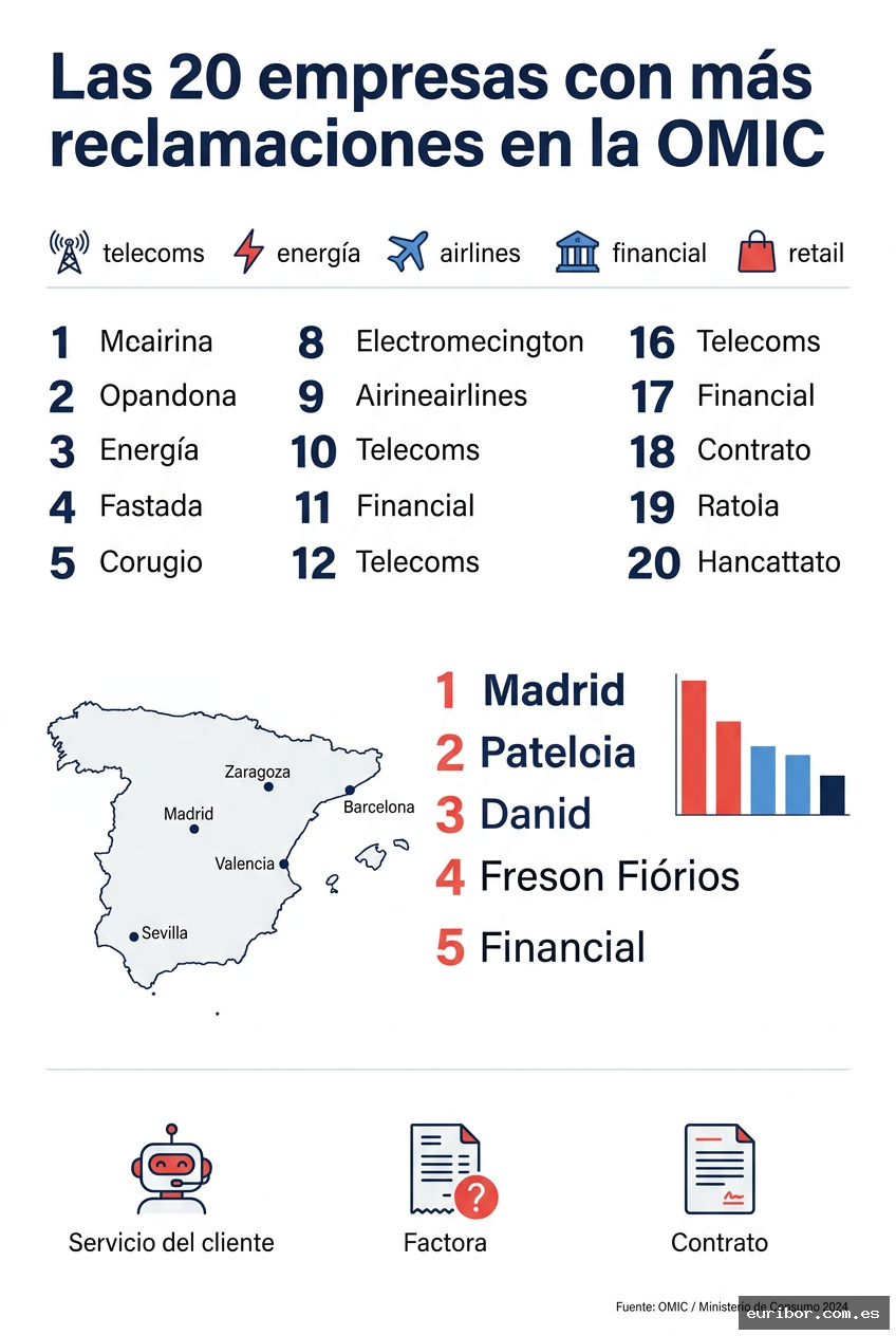 Las 20 empresas españolas con más reclamaciones en el omic en 2025 1