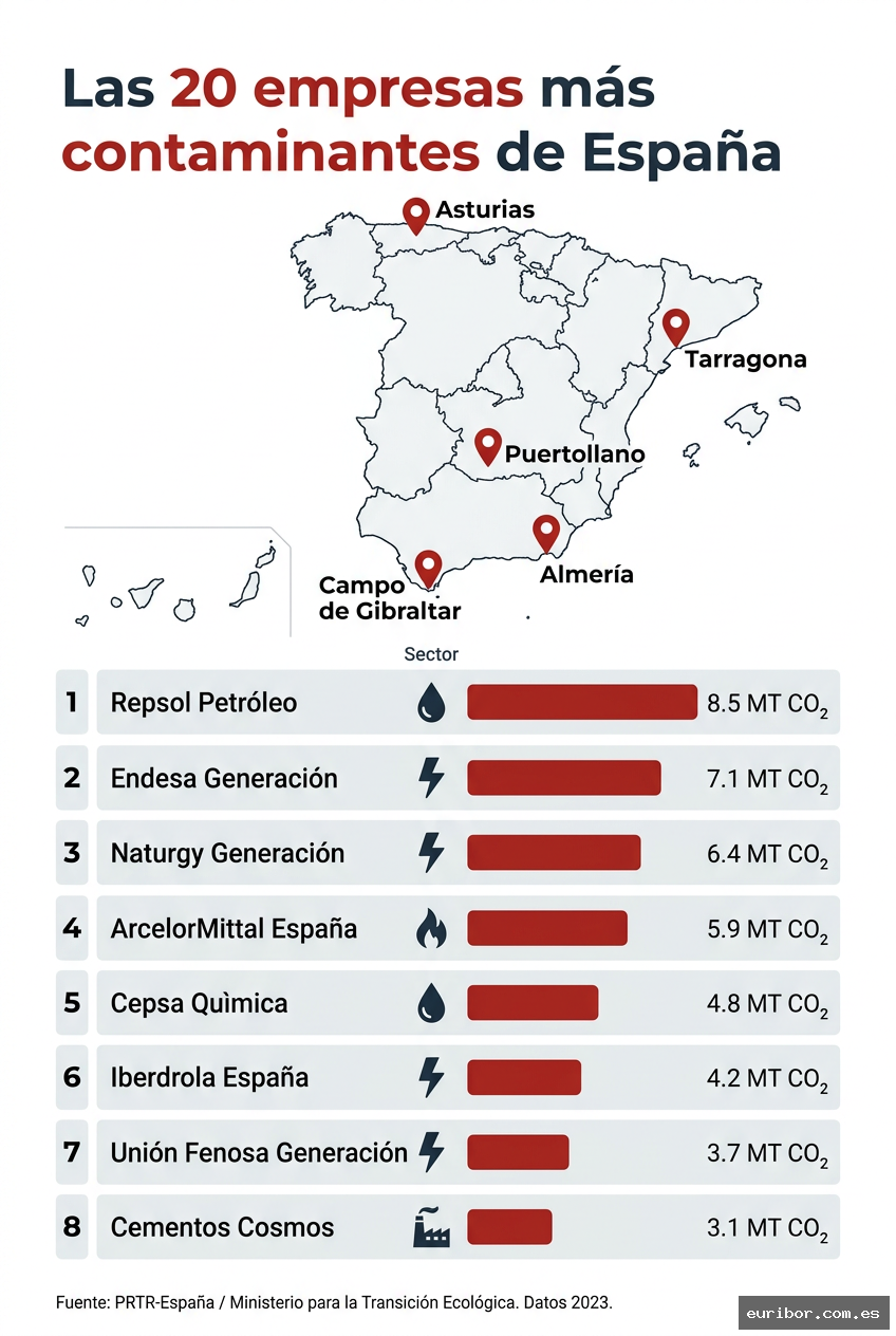 Las 20 empresas más contaminantes de españa según el registro prtr 1