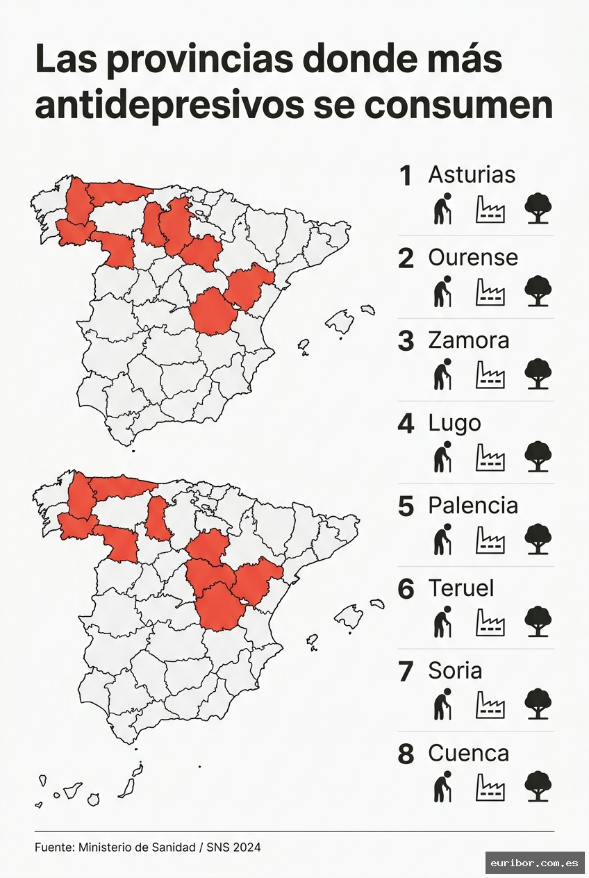 Las 20 provincias con mayor consumo de antidepresivos en españa 1